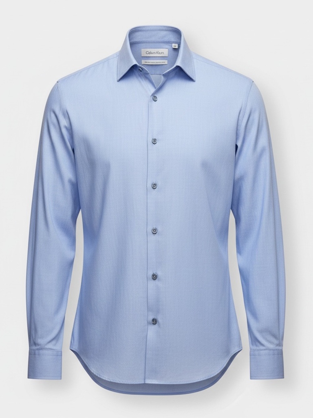 Calvin Klein Button Up Long Sleeve Shirt 2XL Blue Slim Fit Performance Non Iron